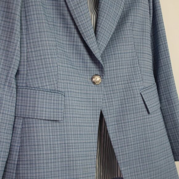 Veronica Beard Women's Blue Plaid Long and Lean Dickey Jacket Blazer Size 0 - Picture 7 of 15
